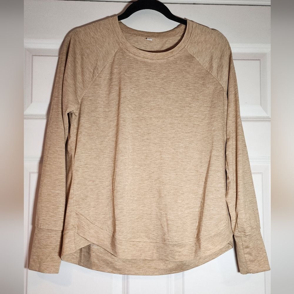 Women's Tan Casual Long Sleeve Top L